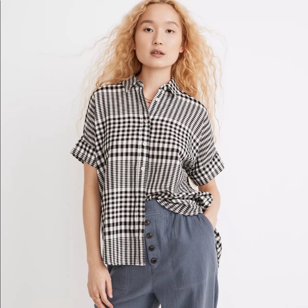 Madewell Courier Top - Black/White gingham